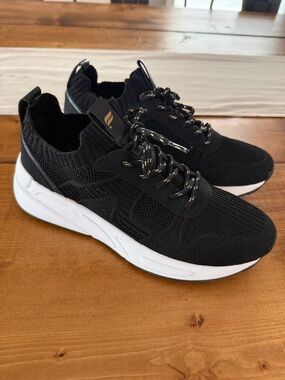 NWOT Fabletics Black Knit Slip-On Sneakers with White Sole